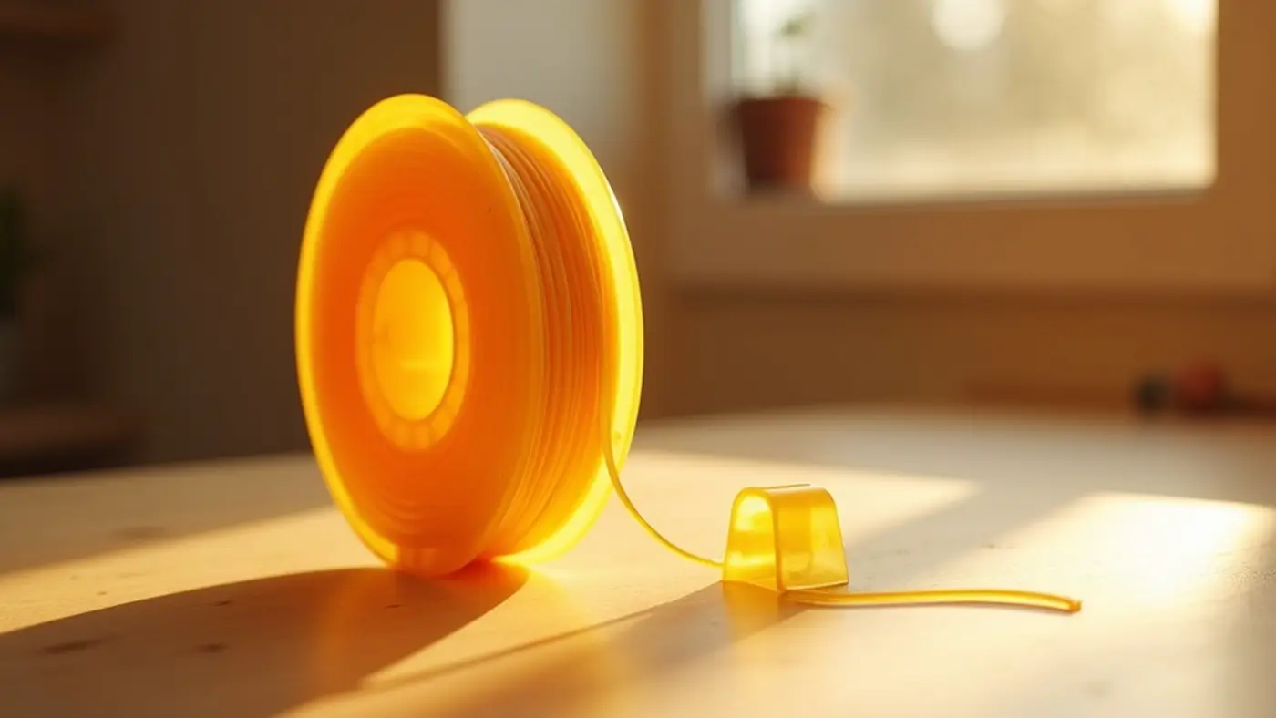 PEI / ULTEM filament spool with a printed sample part in the same material